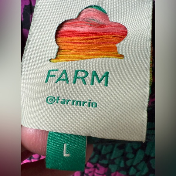 FARM RIO Rainbow Mix Jersey Midi Dress Cat Lover Maximalist Colorful Bold L - Picture 5 of 8